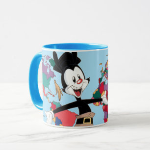 Caneca Animaniacs Gráfico do Mapa Mundial de Yakko
