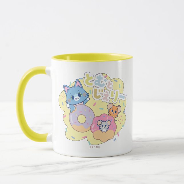 Caneca Anime as Delícias da Rosquinha com Tom, Jerry e Tu (Esquerda)