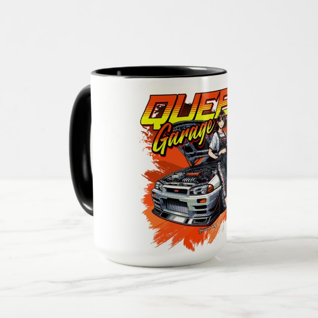 Caneca Anime Drift Mechanic Carro - Garage Queen Art (Frente Esquerda)