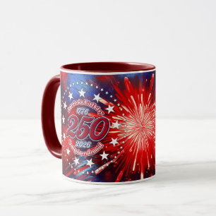 Caneca Aniversário da América Semiquin Gráfico Fogo de Ar