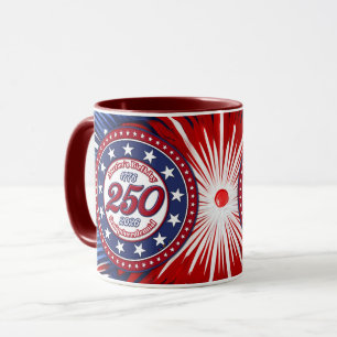 Caneca Aniversário da América Semiquin Gráfico Fogos de A