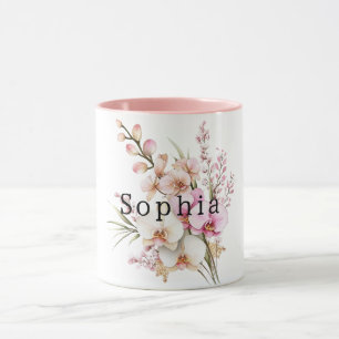 Caneca Aniversário das Flores de Orquídea Branca Tropicai
