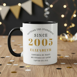 Caneca Aniversário de 21 anos 2005 Adicionar Nome Elegant