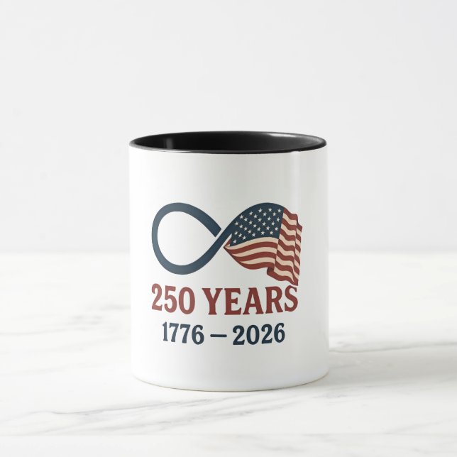 Caneca Aniversário de 250 Anos 1776-2026 Patriótico dos E (Centro)
