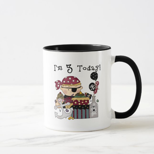 Caneca aniversário de 3 anos Pirate Camisetas e presentes (Direita)