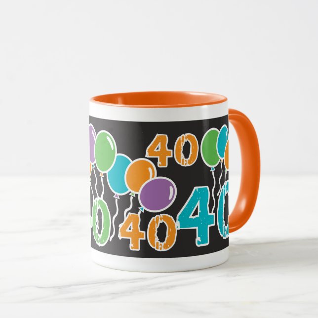 Caneca Aniversário de 40 anos colorido (Frente Esquerda)
