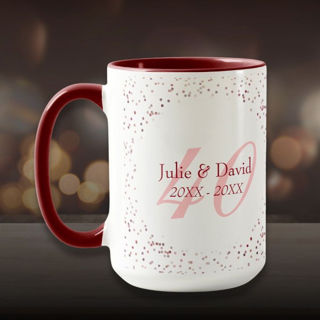 Caneca Aniversário de 40 anos de Casamento Confete de Rub (40th Wedding Anniversary Ruby Stardust Confetti Mug)