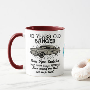 Caneca Aniversário de 40 anos engraçado - Novo carro Bang