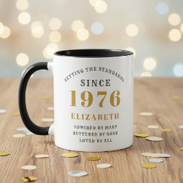 Caneca Aniversário de 50 anos 1976 Adicione Nome Elegante