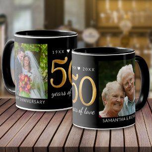 Caneca Aniversário de 50 anos 50 Anos de Amor Então e Ago