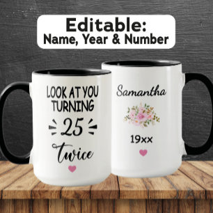 Caneca Aniversário de 50 anos engraçado – Nome e Ano de N