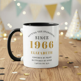 Caneca Aniversário de 60 anos 1966 Adicionar Nome Elegant