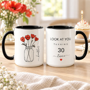 Caneca Aniversário de 60 anos engraçado com flores - Marc