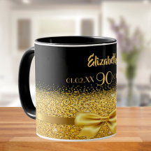 aniversário de 90 anos dourado preto clássico eleg