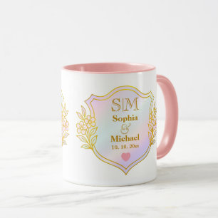 Caneca Aniversário de Casamento com Monograma de Inicial 