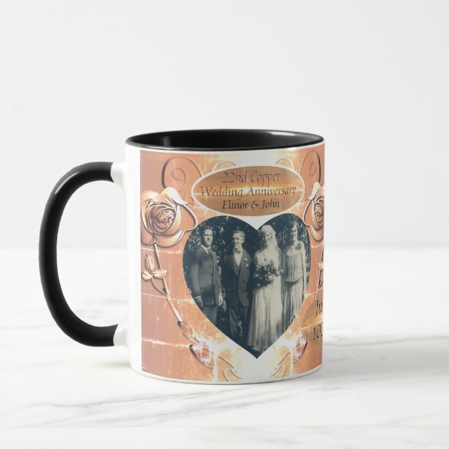 Caneca Aniversário de Casamento de Cobre 22/7 (Esquerda)