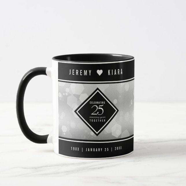 Caneca Aniversário de Casamento do 25 Silver Elegante (Esquerda)