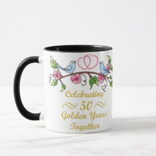 Caneca Aniversário de casamento dourado