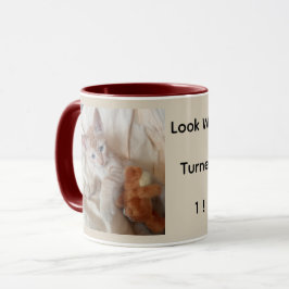 Caneca Aniversário de Foto Personalizada de Gatinho Fofo