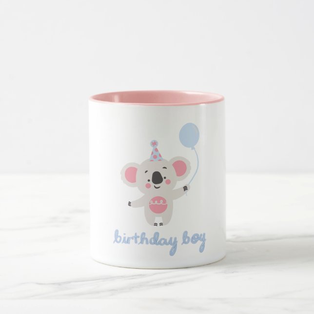 Caneca Aniversário Garoto Teddy Urso Segurando Um Balão (Centro)