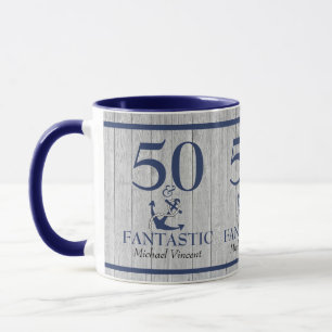 Caneca Aniversário Náutico 50 e Cinza Azul Fantástico Mar