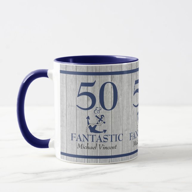 Caneca Aniversário Náutico 50 e Cinza Azul Fantástico Mar (Esquerda)