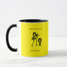 Caneca Aniversário, Silhouette, Uma Garota De Bebida Espa