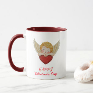 Caneca Anjo coquete querubim coração Feliz Dia dos Namora