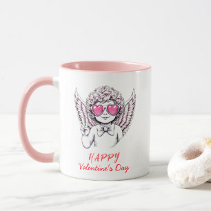 Caneca Anjo coquete querubim coração Feliz Dia dos Namora