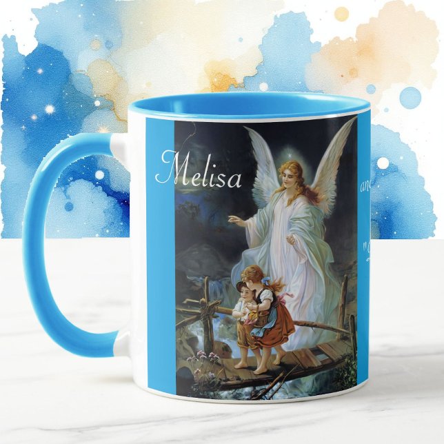Caneca Anjo Guardião com o nome Dif Café Tea Cup Mug (Criador carregado)