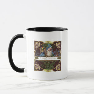 Caneca Anjos de Papai Noel Vitorianos Azul Natal Arte Ant