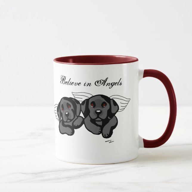 Caneca Anjos pretos de Labrador (ponte do arco-íris) (Direita)