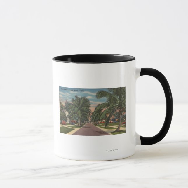 Caneca Anna Maria, Flórida - Visão de Palms Along Street (Direita)
