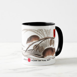 Caneca Ano Chinês do Rato Ano e nome personalizados