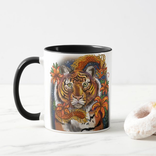 Caneca Ano chinês do tigre (Com Donut)