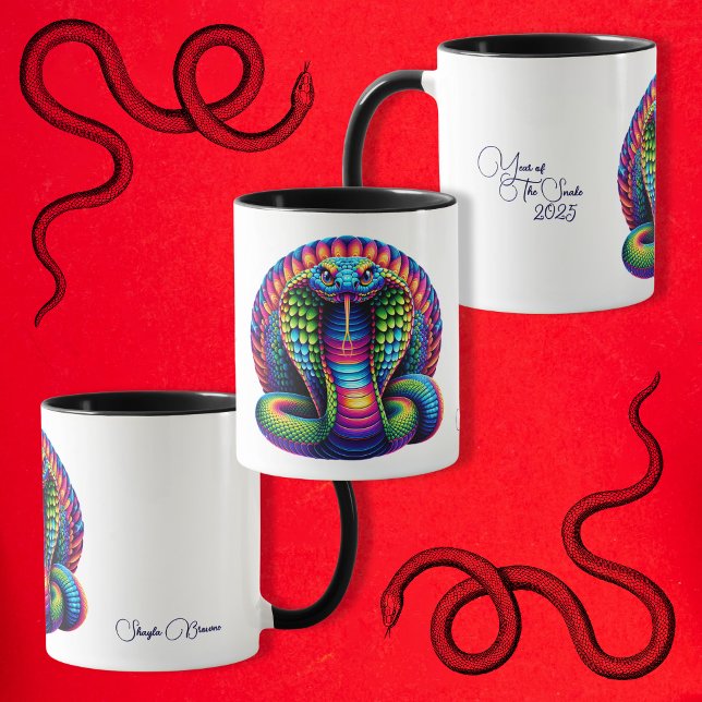 Caneca Ano Colorido da Cobra Mug (Criador carregado)