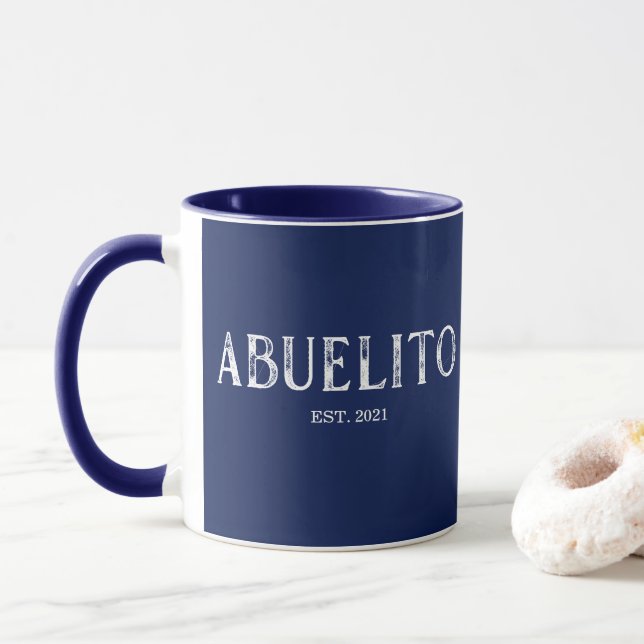 Caneca Ano De Abuelito Azul-Marinho Estabelecido (Com Donut)