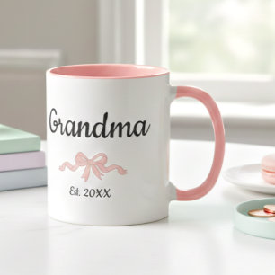 Caneca Ano de Fundação Avó Arco de Menina Rosa Escrito Si