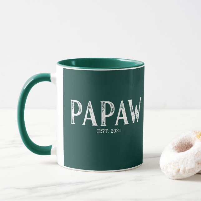 Caneca Ano de Fundação do Papaw Verde Caçador (Com Donut)