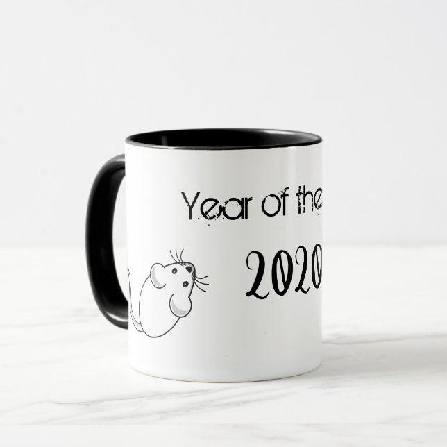 Caneca Ano do mouse Rat 2020 com texto (Frente Esquerda)