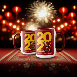 Caneca Ano Dourado Vermelho do Cobra de 2025