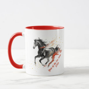 Caneca Ano Novo Chinês 2026 Cavalo de Fogo Tinta 