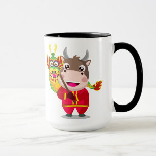 Caneca Ano Novo Chinês Bonito das Traças de Ox