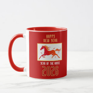 Caneca Ano Novo do Cavalo de Fogo Chinês Moderno 2026