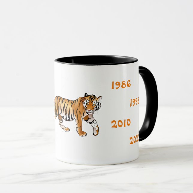 Caneca Anos Chineses da ilustração do Tigre (Frente Esquerda)