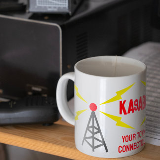 Caneca Antena do operador de rádio amador e indicativo de