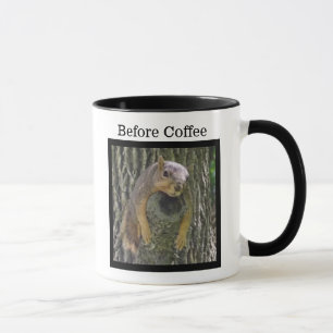Caneca Antes Do Café, Depois Do Café, Esquilo Engraçad