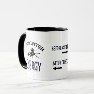 Caneca Antes e Depois da Energia das Bruxas de Café
