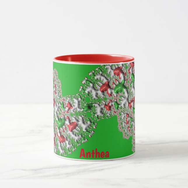 Caneca ANTHEA ~ GLOSSY 3D Natal Vermelho Verde (Centro)