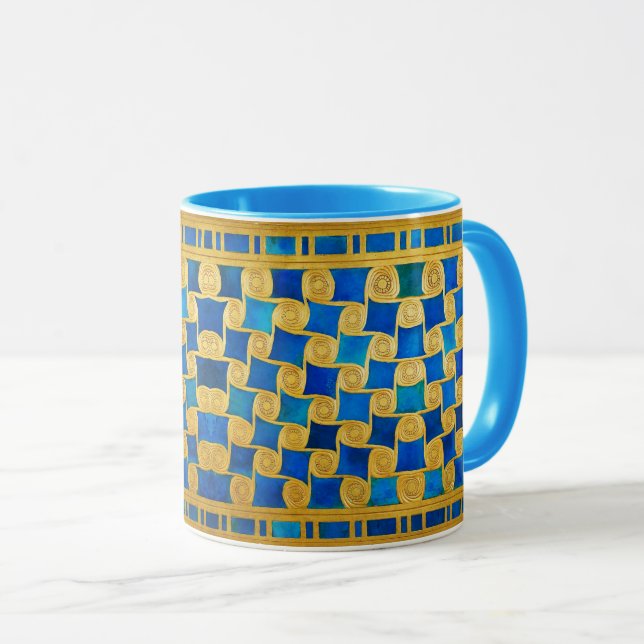 CANECA ANTIQUE EGYPTIAN GEOMETRIC DECOR ,SUN IN BLUE SKY  (Frente Esquerda)